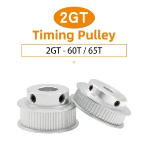 2GT Timing Pulley 60T 65T Circle-arc Tooth Pitch 2mm gt2 Alloy Motor Pulley Belt  Width 6/10 mm Bore 5-14 mm For 3D Printers