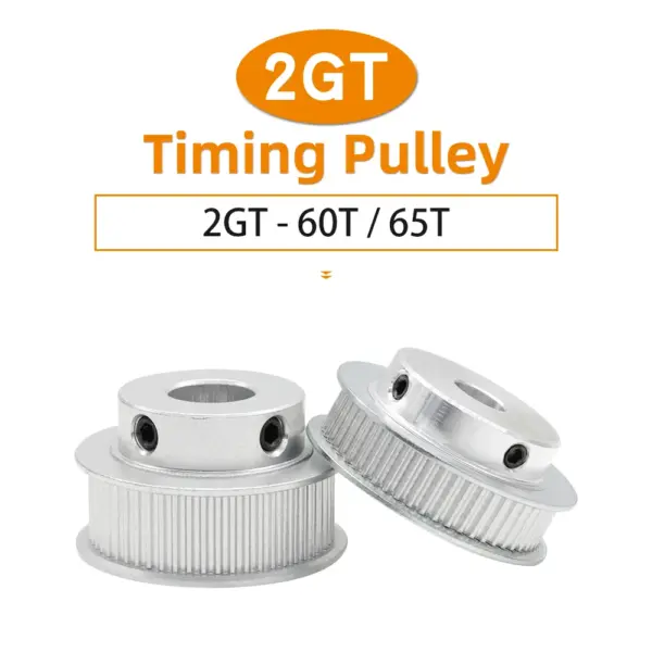 2GT Timing Pulley 60T 65T Circle-arc Tooth Pitch 2mm gt2 Alloy Motor Pulley Belt  Width 6/10 mm Bore 5-14 mm For 3D Printers