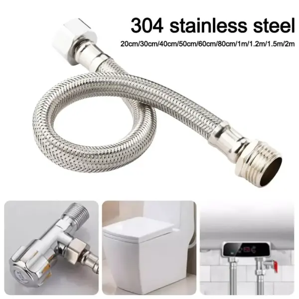 20-200CM Length Flexible Shower Hose Stainless Steel External Threaded Braided Hose Internal Threaded Adjustable Length