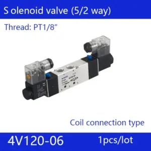 1pcs 4V120-06 3 Postion 5 way 1/8'' Pneumatic Solenoid Valves DC12V DC24V AC110V AC220V