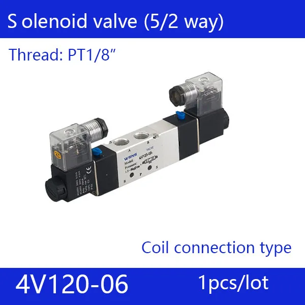 1pcs 4V120-06 3 Postion 5 way 1/8'' Pneumatic Solenoid Valves DC12V DC24V AC110V AC220V