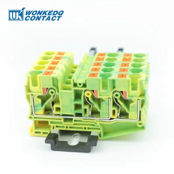 PT10-TW-PE Protective Conductor Ground Push-in Terminal Block 10mm² Twin Connector  Din Rail PT 10-TW-PE