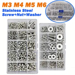210/300/480Pcs/box Hex Socket Allen Cap Head Screw Kit M3 M4 M5 M6 Stainless Steel Hexagon Allen Bolt Nut Washer Set Kit Box