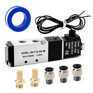 7pcs 4V110-06 DC24V Solenoid Valve 2 Position 5 Pass With Filter Easily To Install For-PRECISION Filter Pneumatic 99.4*18*27mm