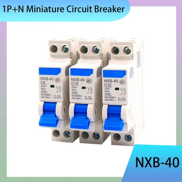 1Pcs NXB-40 1P+N Mini Circuit Breaker 6A 10A 16A 20A 25A 32A 40A Double In Double Out MCB For Home Rated Voltage 230V~ 50/60HZ
