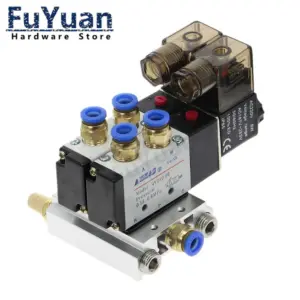 2Way 4V210-08 1/4"  12V 24V 110v 220v Twin Pneumatic Solenoid Valve  Muffler 4mm 6mm 8mm 10mm 12mm Quick Fitting Base Set DIY
