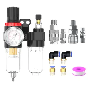 AFC2000 Oil Water Separator Regulator Trap Filter Airbrush Air Compressor Pressure Reducing 1/4 Equipped with PL connector