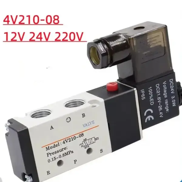Pneumatic Electric Solenoid Valve 5 Way 2 Position Control Air Gas Magnetic 4V210-08 12V 24V 110V 220V Coil Volt