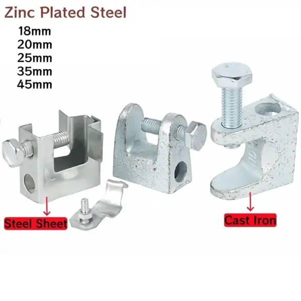 C-type Clamps Zinc Plated Cast Iron Lifting Fixture I-Beam Clamp Tube Slot Steel Pipe Clamp Heavy Sling Steel Cable Fittings