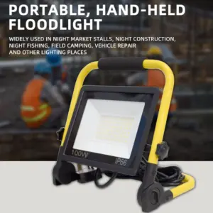 Mobile portable floodlight with 3m cable outdoor waterproof foldable camping light strong light construction site work light