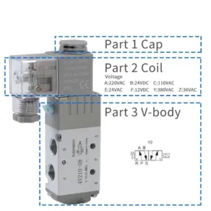 Pneumatic Solenoid Compressed Air Control Valve 4V210-08 DC24V 24V AC220V Switch Tool Tools 2 Way Position 5 Port G1/4 4V21008