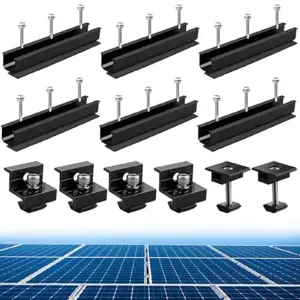 6Pc Solar Panel Mounting Bracket Kit Aluminium Mounting Rail 30-35mm End and Centre Clamp Bracket for Flat Roof PV Mounting Rail