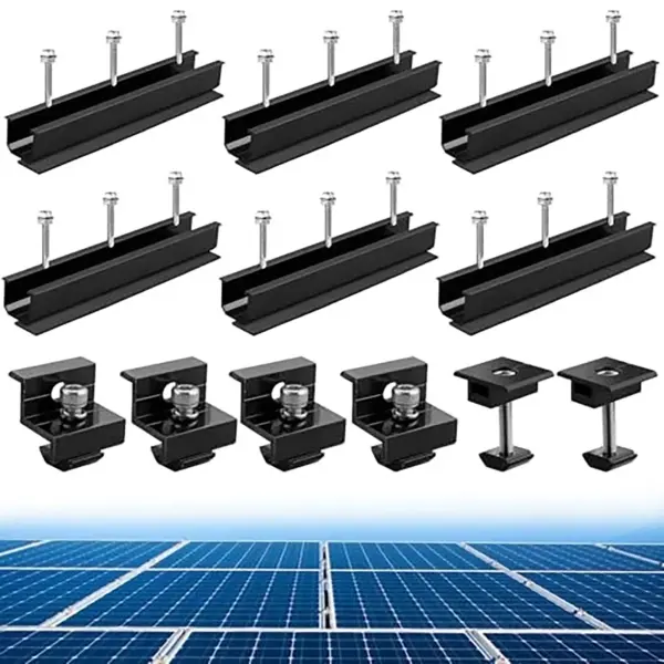 6Pc Solar Panel Mounting Bracket Kit Aluminium Mounting Rail 30-35mm End and Centre Clamp Bracket for Flat Roof PV Mounting Rail