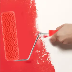 Portable Rubber Textured Paint Roller for Wall Ceiling Cabinet DIY Embossing Texture Effect Drywall Decoration Patterned