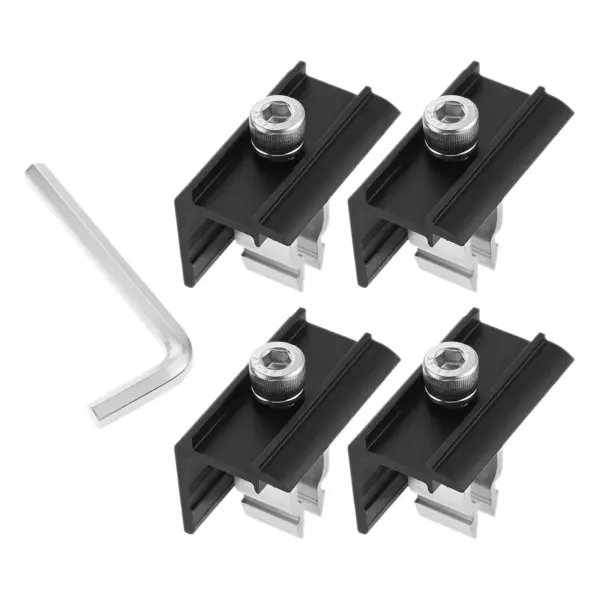 4 Sets Solar Modules Fixing PV Bracket End Clamp Middle/Centre Clamp Mounting Rail Aluminium Alloy Solar Panel Mounting Brackets