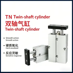 TN Air Cylinder 2-Rod Double Axis Acting Type Pneumatic Air Cylinder with Magnet Stroke 10-90 Bore10/16/20/25/32/40/50