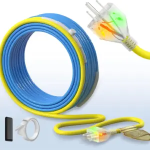 3 Ft Upgraded Dual-Indicators Heat Tape for Water Pipes,    Self-Regulating Heat Trace with Thermostat, Heating Cable wi