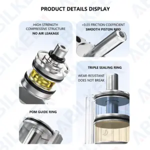 ABILKEEN SDA20X20 SDA Thin Air Cylinder 20MM Female Thread Bore X 20MM Stroke Mini Double Acting Pneumatic Compact Cylinder