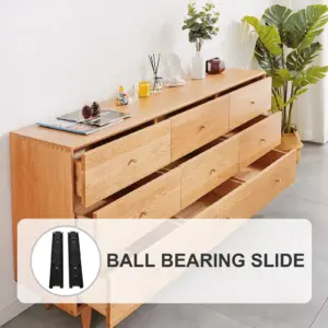 2Pcs Thickened Stainless Steel Drawer Slide Rails Smooth Silent Damping Ball Bearing Full Extension Drawer Guides Side Mount