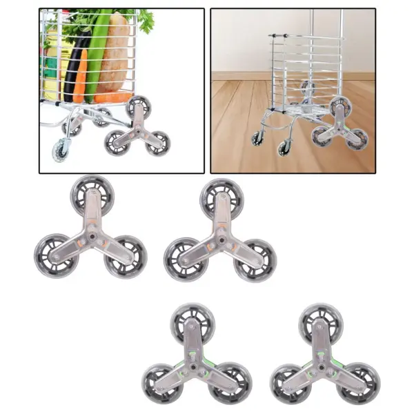 Heavy Duty Triangle Trolley Casters Swivel Climbing Wheels for Shopping Cart Luggage Transport Folding Hand Truck