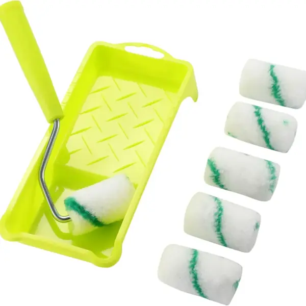 2" Paint Roller Set with Frame & Tray, 8-Pack High-Density Fabric Mini Rollers for Small DIY Stenciling Projects and Touch-Ups