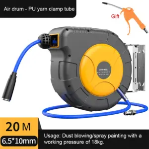 Air Drum Retractable Hose Reel Wall-Mounted 6.5x10 mm PU Yarn Clamp Hose Coiler Pneumatic Accessories