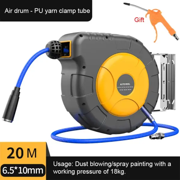 Air Drum Retractable Hose Reel Wall-Mounted 6.5x10 mm PU Yarn Clamp Hose Coiler Pneumatic Accessories