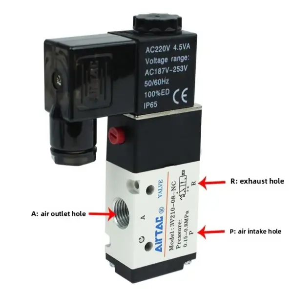 AirTAC 4V series pneumatic solenoid valve 5/3-channel reversing, 4V130C-15 voltage 12-2220V, suitable for compressed air systems