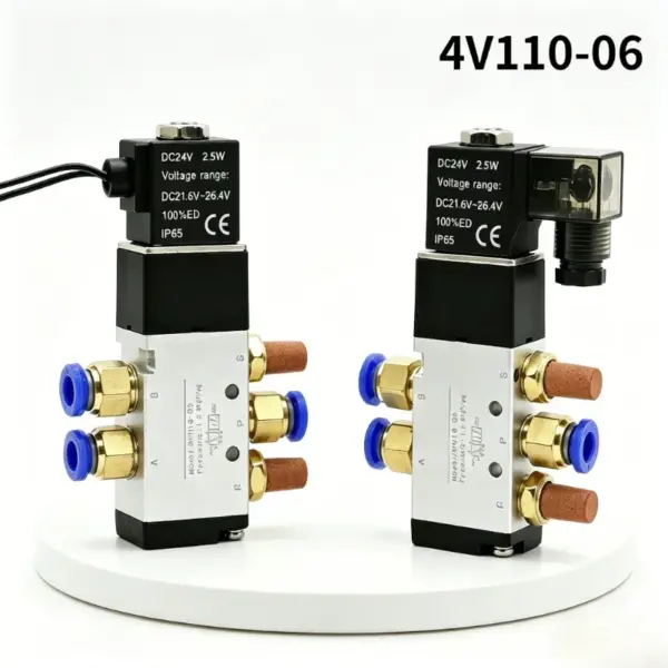 Two-position Five-way Control Valve Pneumatic Cylinder Solenoid 4V110-06  Outlet/lighted Reversing Valve DC24/AC220/DC12V/AC110V
