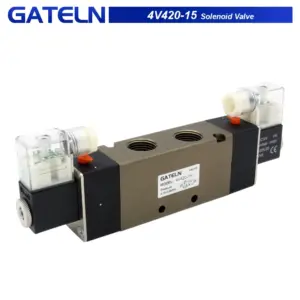 4V420-15 5 Way 2 Position Pneumatic Flow Adjust Solenoid Valve Electric Magnetic Valve DC24V DC12V AC110 AC220V with fittings