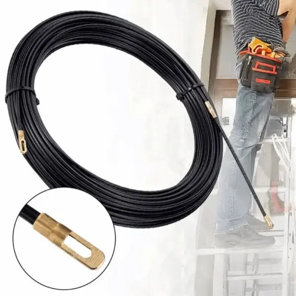 Guide Spring Cable Wire Puller Durable Data Cabling Fish Tape Reel Anti-Corrosion Ergonomic Handle Pull Wire Retracting