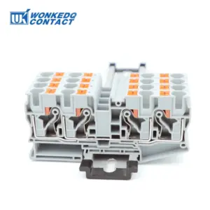 5Pcs PT10-QU Push-in Terminal Block Double Input/Output Din Rail Mounted Electrical Connector 10mm² Plug PT 10-QU PT 10-QUATTRO