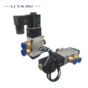 4V110-06 1/8" Pneumatic Control Solenoid Valve 5 Way 2 Position DC 24V DC 12V AC 110V AC220V with 4mm 6mm 8mm Fitting air Valves