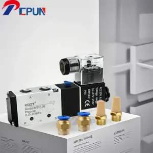 4V210-08 2 Position 5 Way Pneumatic Solenoid Valve DC12V DC24V AC110V AC220V Aluminum Alloy Body with Multiple Voltage Options