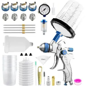 HVLP Spray Gun with 10Pcs 650ML Disposable Paint Cups and 4 Nozzles in 1.4/1.7/2.0/2.5mm Gravity Feed Air Paint Gun Ideal for A