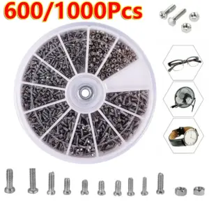 600/1000Pcs Stainless Steel Screws Electronics Nuts Assortment for Home Tool Kit M1 M1.2 M1.4 M1.6 Micro Screws Bolt Nuts DIY
