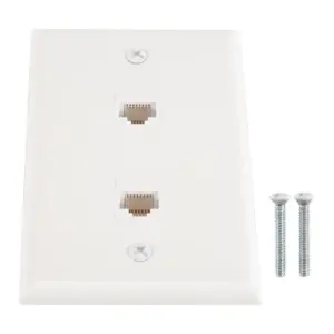 2 Port Ethernet Wall Plate, Cat6 Female To Female Wall Jack RJ45 Keystone Inline Coupler Wall Outlet, White-[A04I Tools]