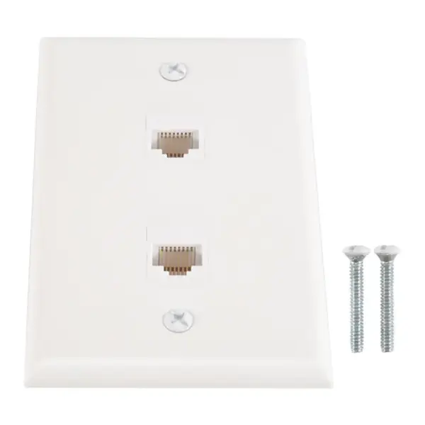 2 Port Ethernet Wall Plate, Cat6 Female To Female Wall Jack RJ45 Keystone Inline Coupler Wall Outlet, White-[A04I Tools]
