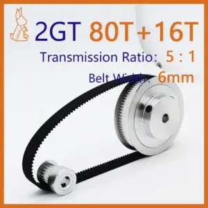 80Teeth 16Teeth 2GT Pulley Set Synchronous Wheels Belt Width 6mm 3D Printer Pulleys Reduction 5:1 16T 80T GT2 Timing Pulley Set