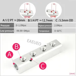 Pneumatic Multi-pipeline Air Distribution Block, Air Path Distributor,Trachea Joint, Straight-throughMulti-passDiverter Manifold