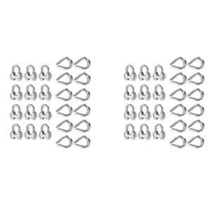 CQMF-Hanger 1/4 Inch M6 Wire Rope Cable Clamp Thimble Cable Clamp Kit For 1/4 Inch Wire Rope Cable Thimble Rigging,24 Set