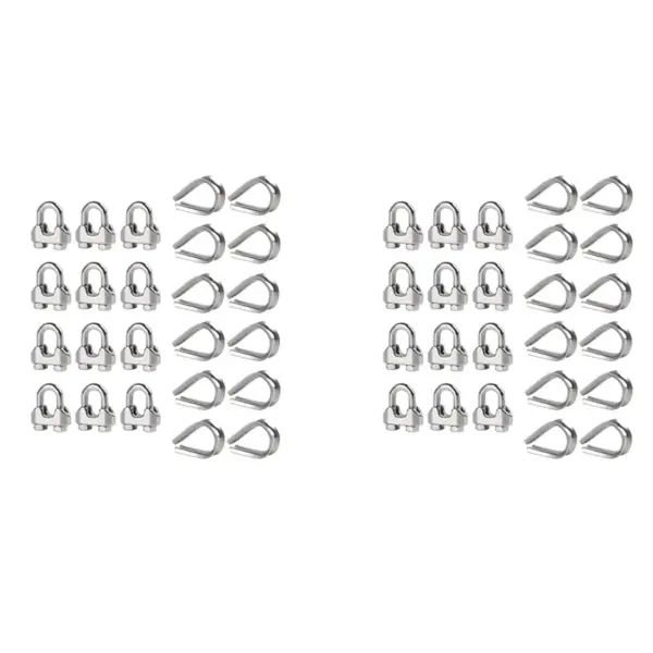 CQMF-Hanger 1/4 Inch M6 Wire Rope Cable Clamp Thimble Cable Clamp Kit For 1/4 Inch Wire Rope Cable Thimble Rigging,24 Set