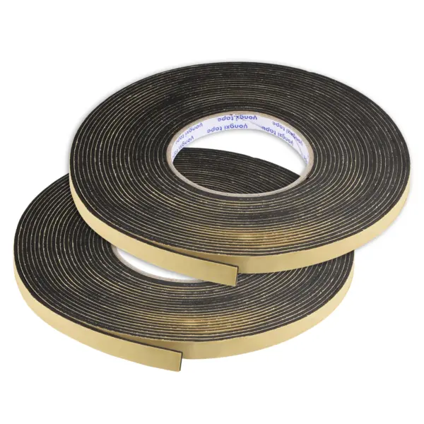 Pack of 2 Sealing Foam Tape 10mm Wide 2mm Thick 10m/32.8ft Long, EVA Self Adhesive Weather Strip for Window Door Insulation