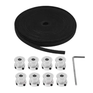AEE2-8Pcs 5Mm 20 Teeth Aluminum Timing Pulley Wheel+5 Meters Rubber GT2 2Mm Pitch 6Mm Wide Timing Belt For 3D Printer CNC