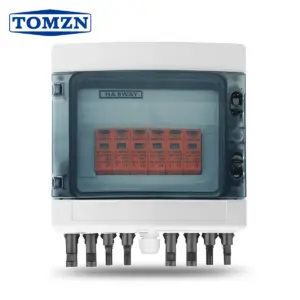 TOMZN Solar photovoltaic lightning protection grounding box PV Combiner 4 input 1 out DC 1200V Fuse Waterproof Box IP65 8 ways