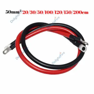 50mm² Battery Power Inverter Cables 0 Gauge Red Black Solar Silicone Wire With M6 M8 M10 Terminals For Automotive RV Marine
