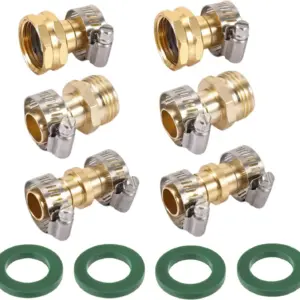 Garden Hose Repair Mender Kit with Stainless Steel Clamp, Male & Female Connectors