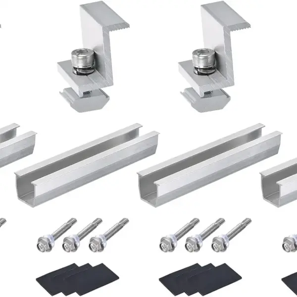 4/6 Set of Solar Panel Bracket, 4/6 x 120mm Aluminium Extrusions Mounting Rail, Solar Mounting Rail Connector for for Roof