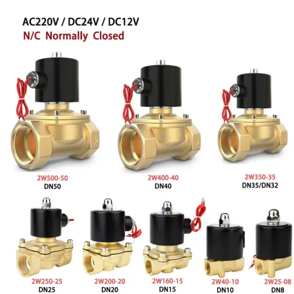 Normally closed solenoid valve 1/4" 3/8" 1/2" 3/4" 1"Electric Solenoid DN8/10/15/20/25/50 for water oil air 12V 24V 110V 220V