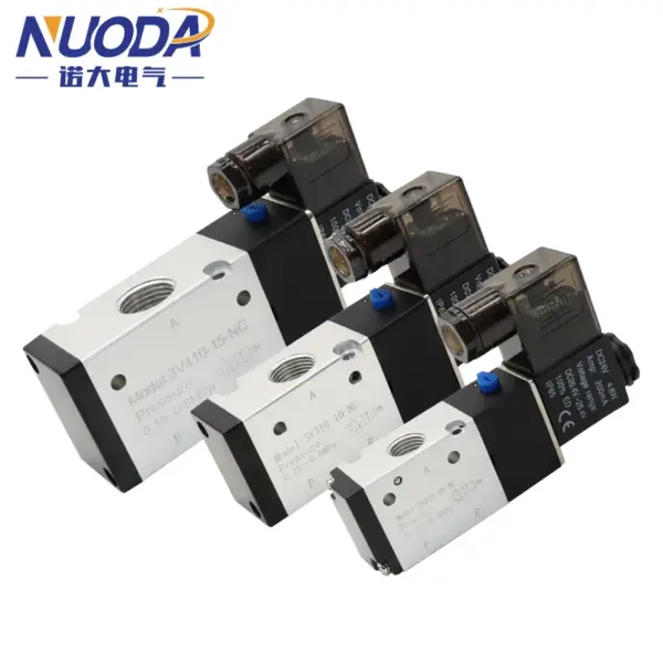 3 Way 2 Position Pneumatic Control Valve Solenoid Valves 3V110-06 3V210-08 3V310-10 3V410-15 DC 12V 24V AC 110V 220V